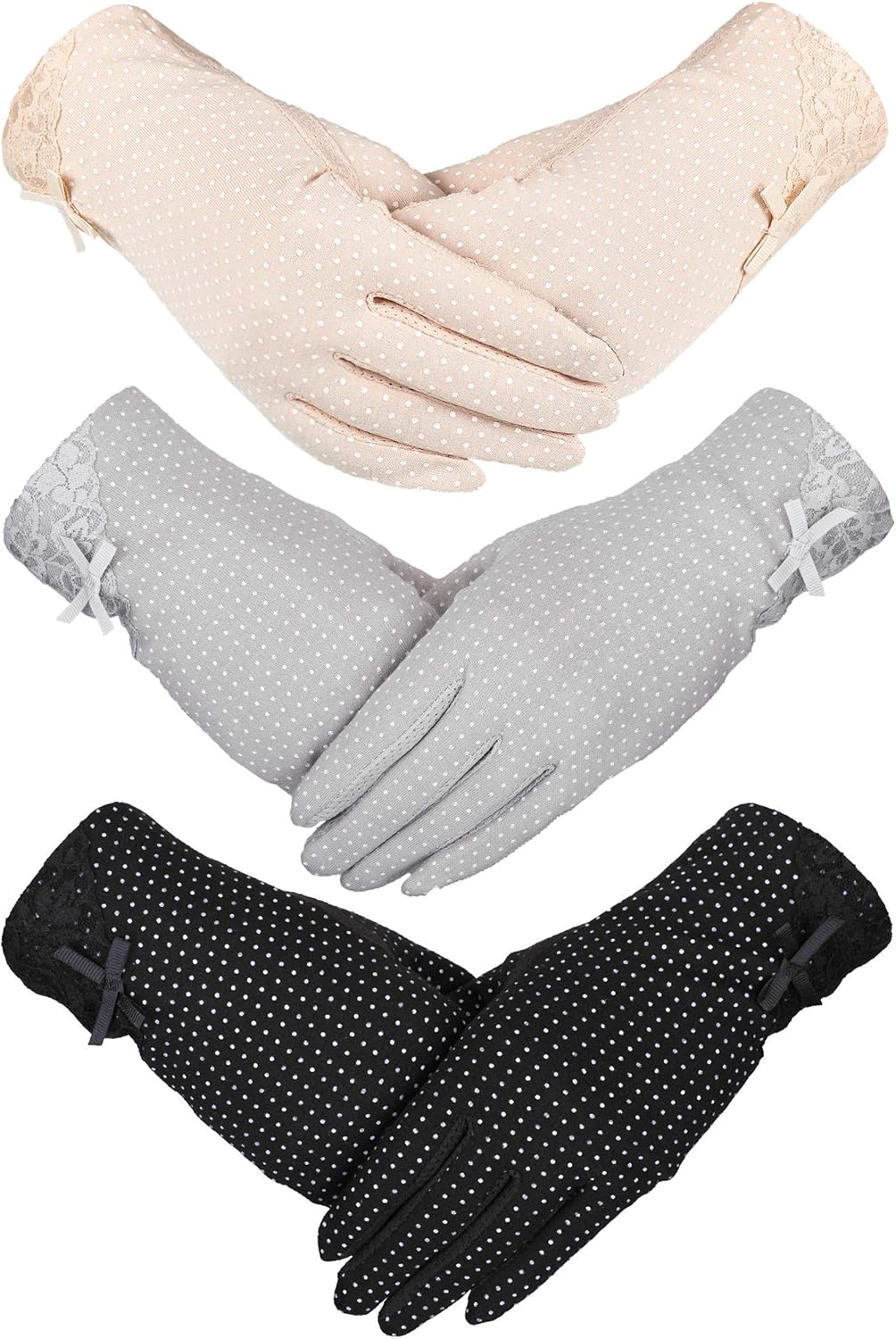 3 Pairs Women Sun Protective Gloves UV Protection Sunblock Gloves Touchscreen Gloves for Summer Driving Riding (Color Set 1): Clothing
