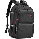 CROSSGEAR Travel Carry On Backpack for Men, 40L Expandable Large Laptop Backpack, Fit 17.3 Inch Computer, TSA-Friendly Luggage Airline Approved, Water Resistant, Business Commute Work Daypack, Black