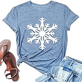Christmas Shirts for Women Cute Snowflake Graphic Holiday Shirts Tops