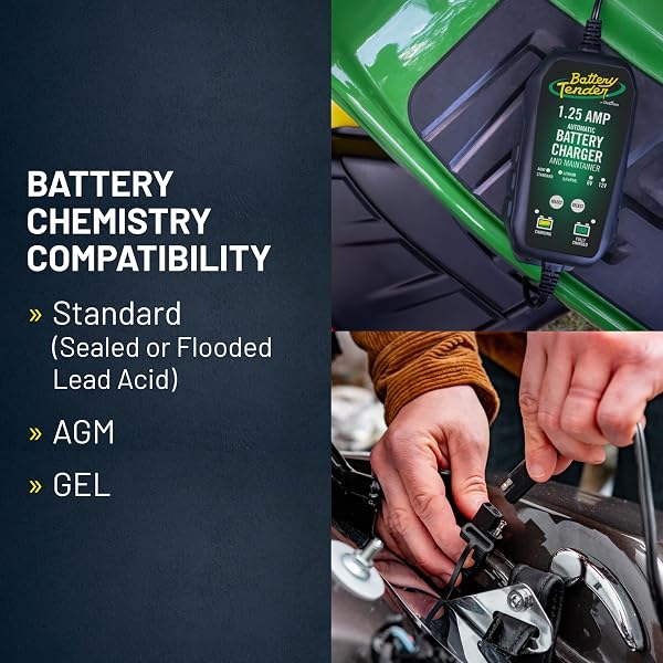 BATTERY TENDER PLUS 12V 1.25 AMP BATTERY CHARGER AND MAINTAINER: FULLY SELECTABLE 6V OR 12V BATTERY CHARGER AND MAINTAINER FOR POWERSPORTS ATVS, MOTORCYCLES, SNOWMOBILES, AND MORE – 022-0211-DL-WH