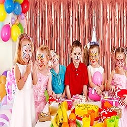 PABUES 5 Pack 3.3 x 6.6 FT Rose Gold Foil Fringe