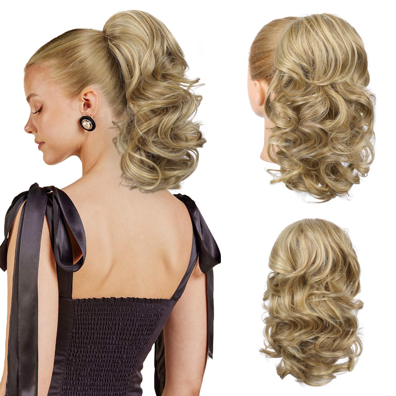 Photo 1 of (please see all images) Flufymooz Ponytail Extension, 14 Inch Short Drawstring Ponytail Hair Extension for Women, Soft Synthetic Pony Tails 