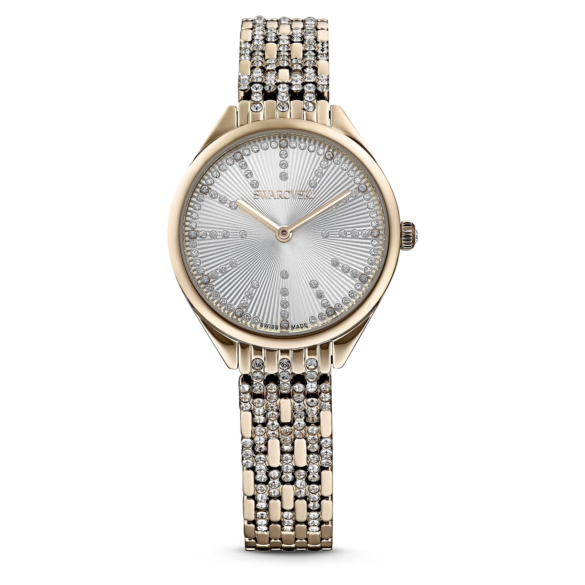 Swarovski Attract Watch, White Pavé Crystals and Champagne Gold Tone Plated Stainless Steel, from The Attract Collection