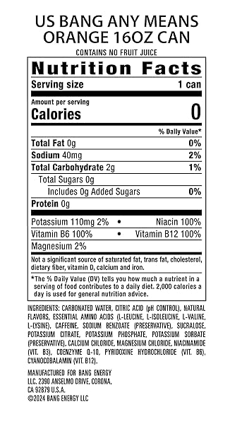 BANG ENERGY ANY MEANS ORANGE, SUGAR-FREE ENERGY DRINK, 16-OUNCE