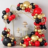 COKAOBE Red Black and Gold Balloons Garland Kit, 124pcs Red Black Metallic Gold Confetti Balloon Arch Kit for Wedding, Birthday Graduation Baby Shower Celebrations Anniversary Party Decorations