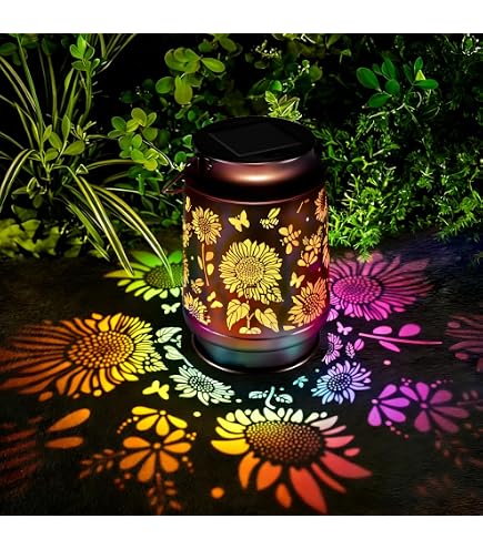 Colorful Sunflower Glow Solar Lantern – Multicolored LED, IP65 Waterproof, Metal Hanging Lantern For Garden, Patio, Yard – Great Gift For Mom Or Grandma