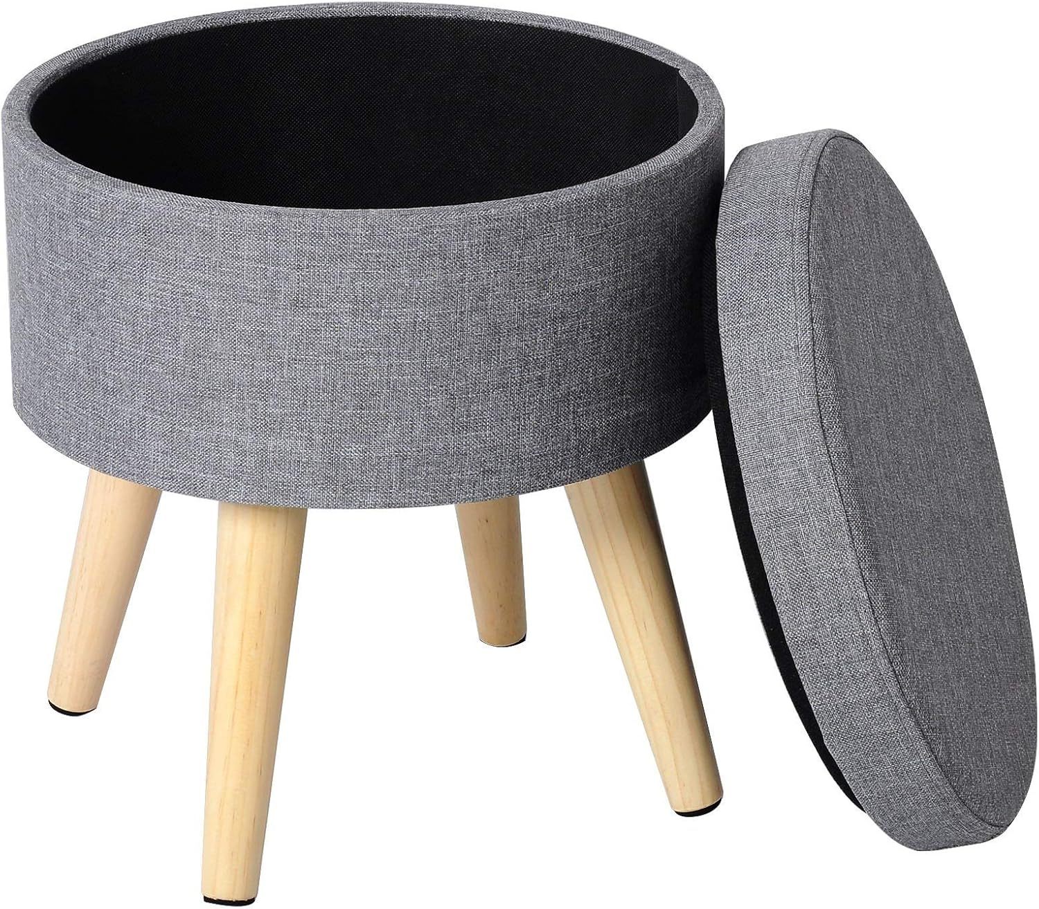 WOLTU Storage Ottoman Chair Stool Light Grey Upholstered Footstool
