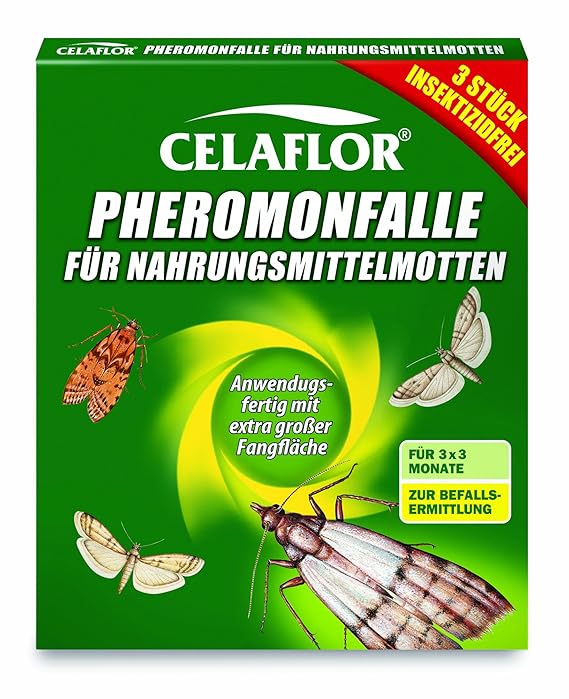 Celaflor Pheromonfalle für Nahrungsmittelmotten, Mottenfalle für Lebensmittelmotten, 3 Stück