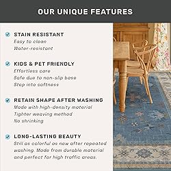 Washable Blue Rugs for Entryway Indoor - 3x5 Throw
