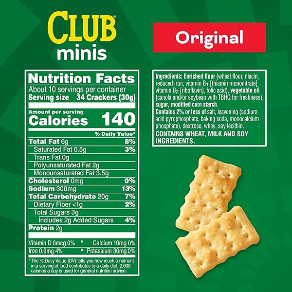 CLUB MINIS CRACKERS, LUNCH SNACK, ORIGINAL, 11OZ BOX