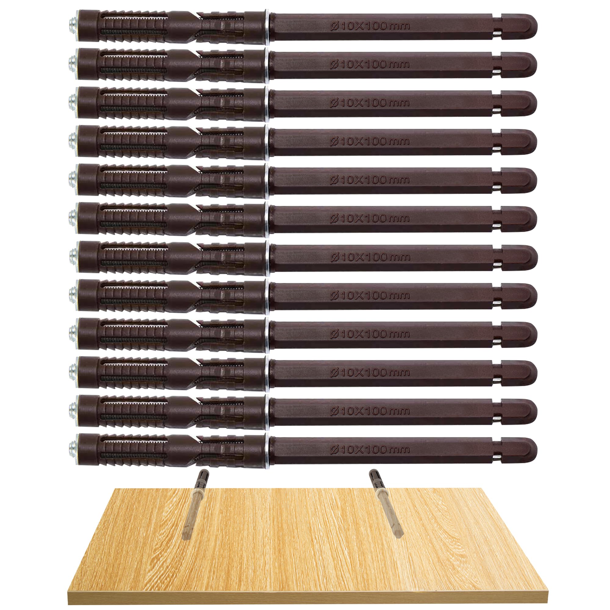 Floating Shelf Brackets - Heavy Duty Wood Invisible Concealed Shelf Brackets with Screws,DIY Adjustable Wall Mounted Fixings Hardware Blind Supports Shelves Ø10 x 100mm(12 Pack)