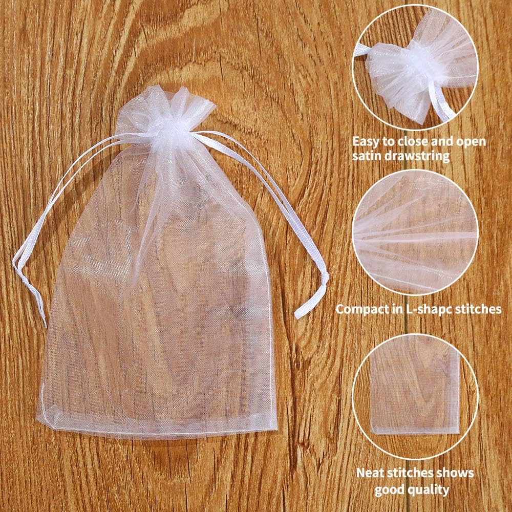 BUTTFLY 100PCS 4x6" Sheer Organza Bags,White Organza Wedding Favor Bags with Drawstring,Jewelry,Festival, Party Festival Gift Bags Candy Bags: Health & Personal Care