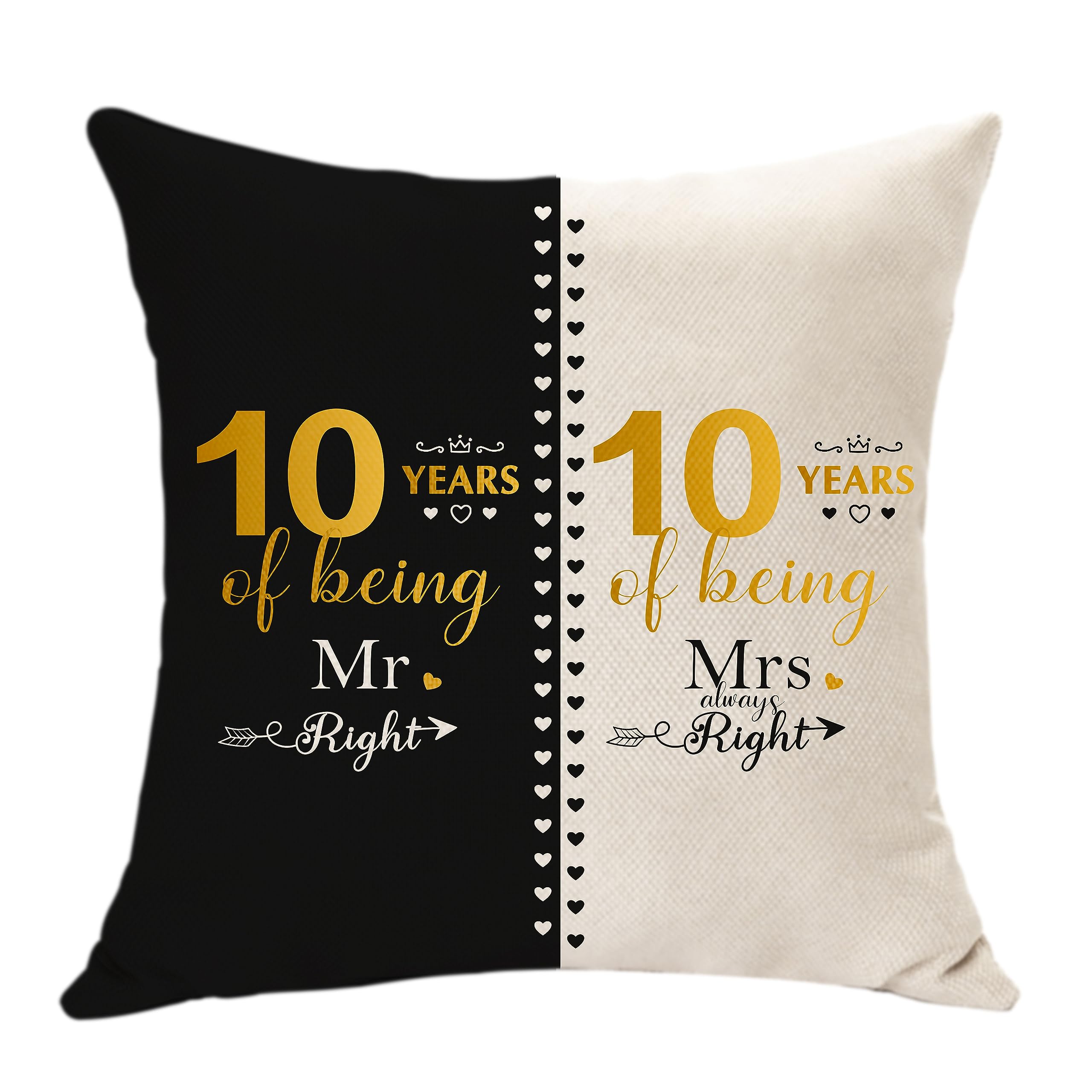 Hasodeo 10 Year Anniversary Throw Pillow Cover Gift for Husband Gift for 10 Years Of Marriage Couples Wedding for Her Valentines for Wife Wedding Anniversary 10th Keepsake (10th)