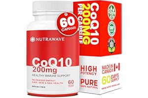 Nutrawave CoQ10 Ubiquinone Supplement – Powerful 200mg High Potency Capsules, Coenzyme q10 Improves Heart Health, Increases E