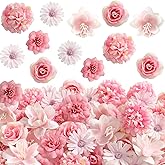 Koroni Flowers Artificial Silk Flower Heads for Crafts – Faux Roses, Daisies & Mini Floral Heads Bulk for Wedding, Graduation Cap, Cake Topper, Summer Party Decorations (Pink 6)