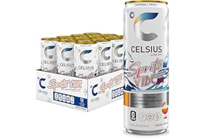 CELSIUS Sparkling Spritz Vibe Limited Edition, Sugar Free Energy Drink, 12 Fl Oz (Pack of 12)