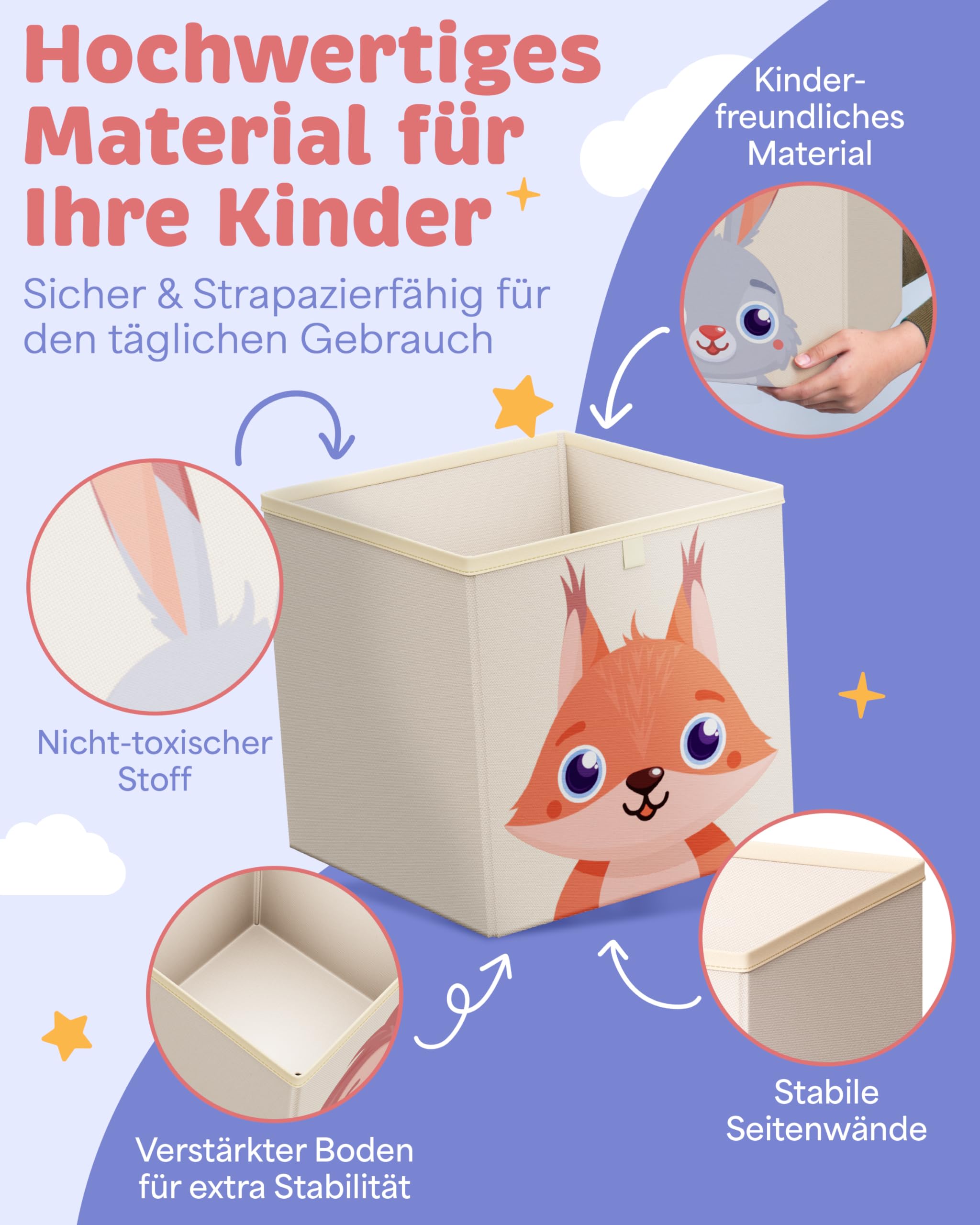 mookrook Aufbewahrungsbox Kinderzimmer 4er Set – Kallax Boxen Kinder, praktische Organizer Kinderzimmer, Spielzeug Aufbewahrungsbox Kinder 5