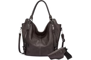 REALER Concealed Carry Hobo Purse for Women Faux Leather Crossbody Shoulder Bags Large Tote Bag with Detachable Holster