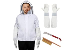 EWPJDK Bee Suit with Veil - Professional Beekeeper Suit Jacket - Premium Beekeeping Suit with Glove, Stainless J Hook, bee hive Brush (XL)