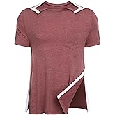 URRU Men's Post Shoulder Surgery Shirts Recovery Full Tear Away Short Sleeve Snap Chemo Shirts for Port Access