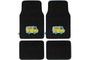 BDK Scooby Doo Car Steering Wheel Cover with Matching Car Floor Mats -Scooby Doo Car Accessories with Officially Licensed Warner Brothers Graphics for Auto Truck Van SUV, Automotive Gift Set for Fans