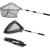 RESTCLOUD Fishing Landing Net with Telescoping Pole Handle, Fishing net Freshwater for Kids Men Women, Extend to 40-63 Inches