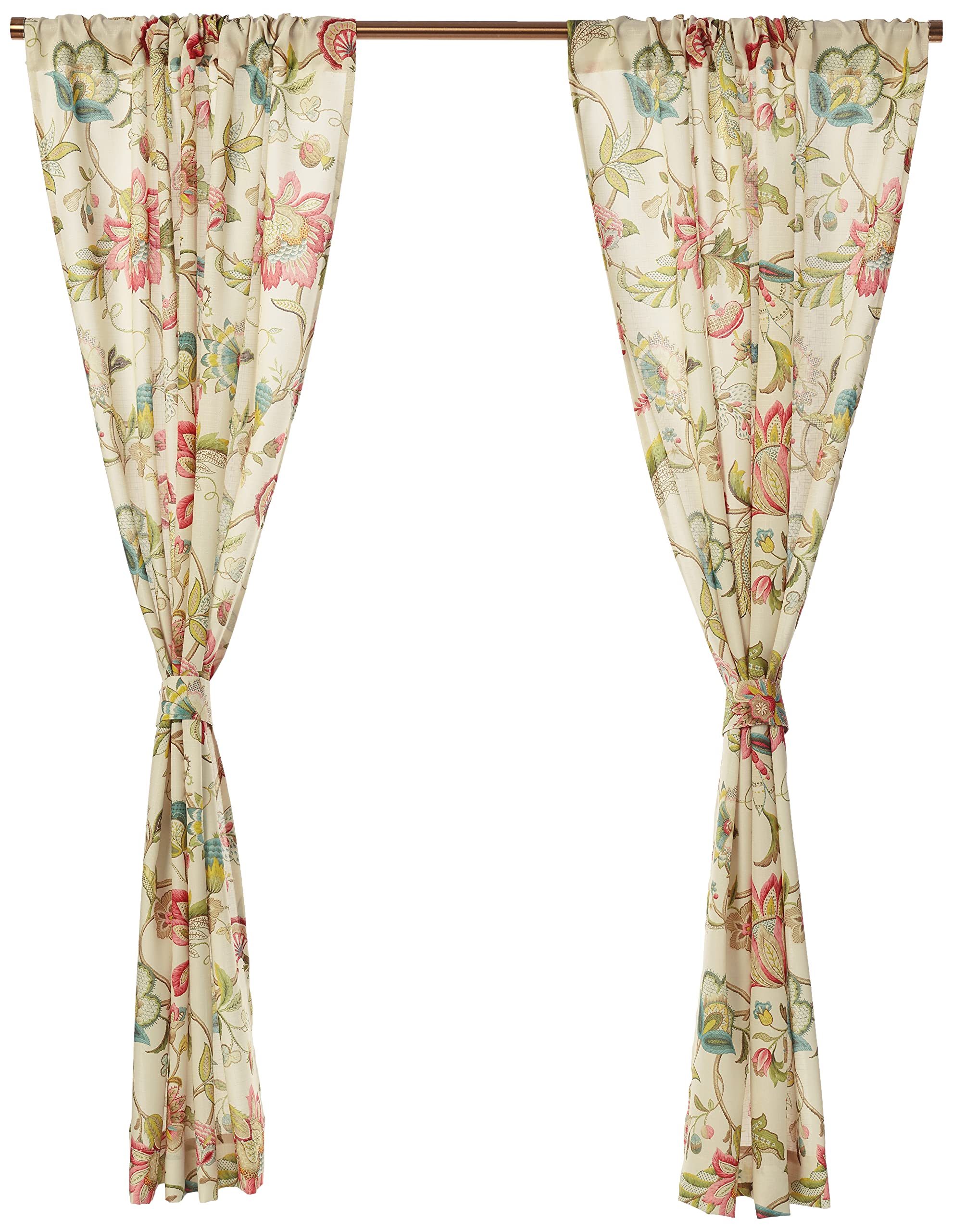 Ellis Curtain Brissac Tailored Panel Pair with Tiebacks, 70 x 63, Red