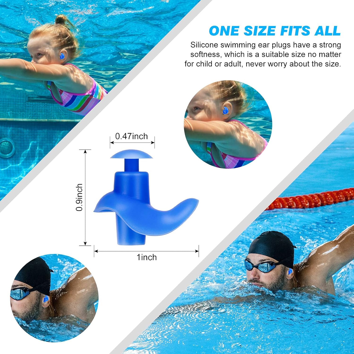 Swimming Ear Plugs, 2021 Pink Blue 4 Pairs AiBast Professional Waterproof Reusable Silicone Earplugs for Swimming Showering Bathing Surfing and Snorkeling with ​Boxes, Suitable for Kids and Adult: Health & Personal Care