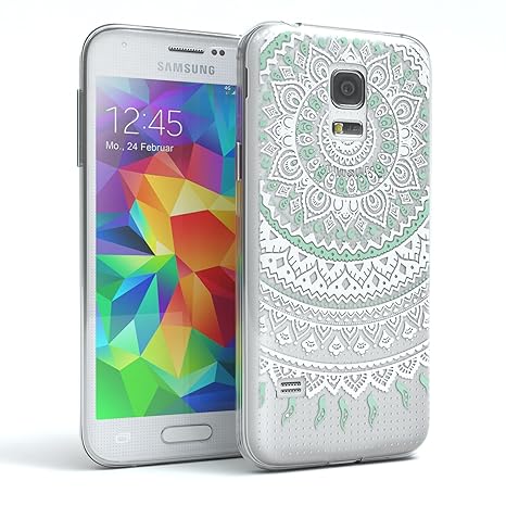 EAZY CASE Hülle für Samsung Galaxy S5 Mini Schutzhülle Silikon Mandala Design, Slimcover Henna, Handyhülle, TPU Hülle/Soft Ca