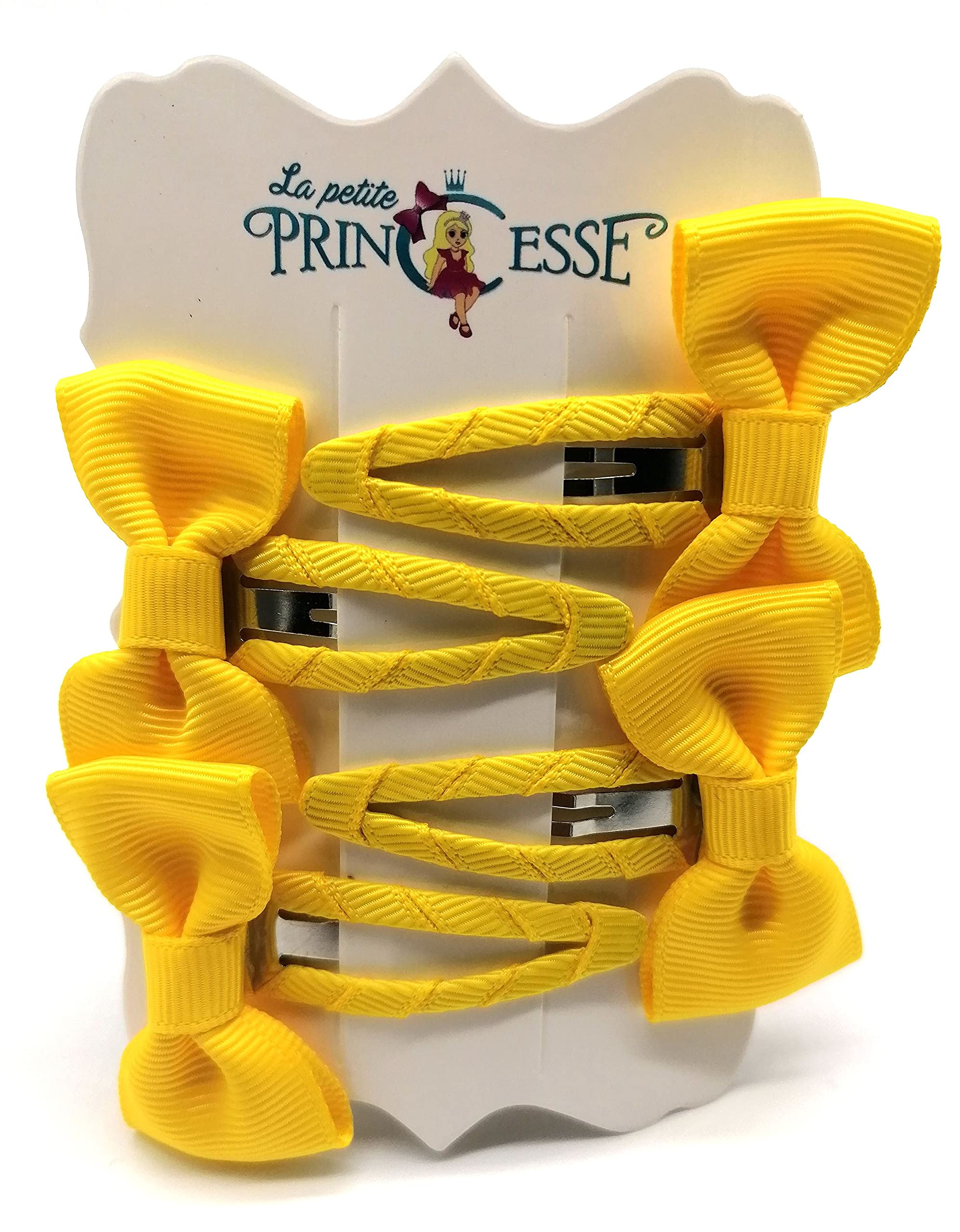 Set 8 Pcs HAIR BOWS HAIR CLIPS GIRLS CLIPS SCHOOL RIBBON SLIDES Hair ACCESSORY (Yellow) — image 1