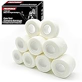 FRESINIDER 9 Rolls Self Adhesive Wrap Athletic Tape Gauze, Breathable Elastic Cohesive Bandage for Sports Injury & Pet (7 Pcs 2" x 5 Yards + 2 Pcs 1" X 5 Yards) (White)