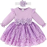 Baby Girl Dress Ruffle Sleeve Toddler Girl Dresses Infant Girls Long Sleeve Fall Winter Clothes Flower Tulle Dress