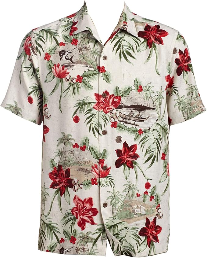 Tommy Bahama Honolulu Holiday Silk Camp Shirt (Color Coconut Cream