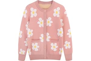 HOZIY Girls Cardigan Long Sleeve Button Down Sweater Toddler Kids Knit School Uniforms Sweaters with Pockets 3-14 Years