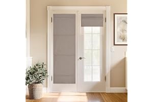 StangH 100% Blackout Roman Shade for Doors, No Tools No Drill Linen Cordless Window Blind Energy Efficient Door Curtain for Bedroom Dining Room, Mocha, W 26 x L 72, 1 Panel