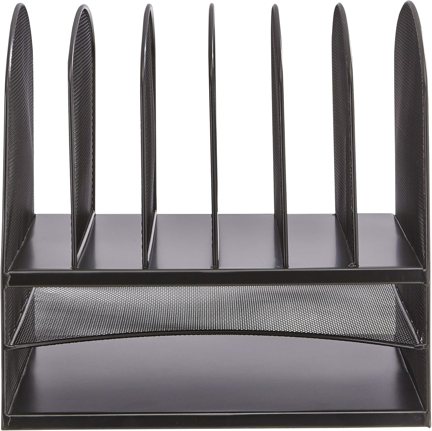 Safco Products Onyx Mesh 2 Tray/6 Sorter Desktop Organizer 3255BL, Black Powder Coat Finish, Durable Steel Mesh Construction, Space-saving Functionality : Literature Organizers : Office Products