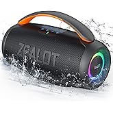ZEALOT P11 Bluetooth Speaker, 80W Peak Wireless Stereo, Ultra Lightweight Portable Design and IPX6 Waterproof, Customize EQ for Outdoor/Camping/Beach/Travel (Black)