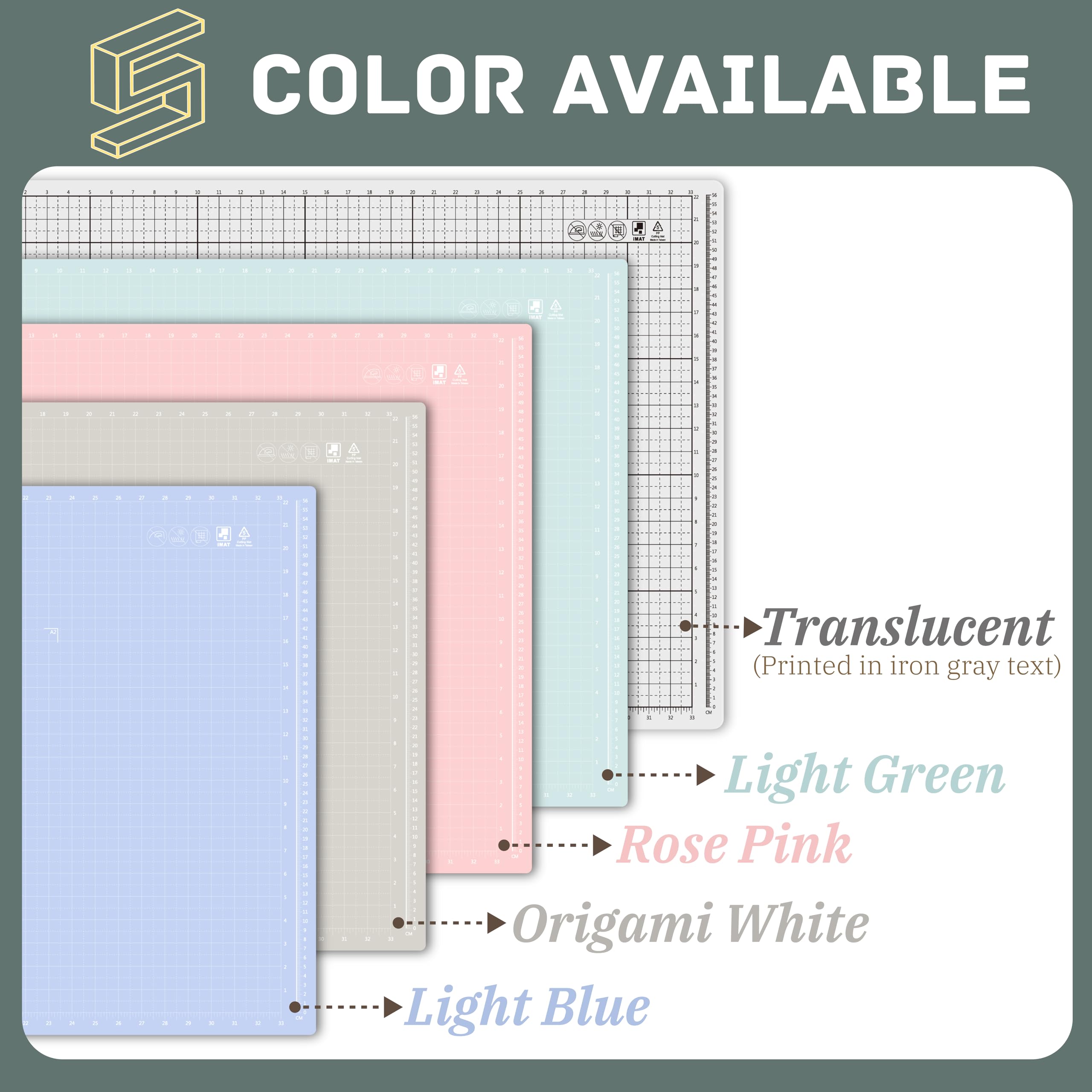 iMAT Flip Cutting Mat Note A1 (Inch Version), 24 x 36 in (60 x 90 cm), Foldable, Ideal for Crafts, Paper Cutting, Large Leather and Cloth Projects, Sketching, Drawing (Translucent)