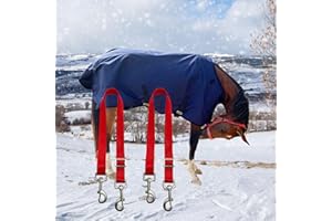 KABAHORZE Horse Blanket Sheet Leg Straps， Adjustable Horse Leg Replacement Straps，with Metal Double Swivel Snaps, Adjustable Length from 24 to 42 Inch (Two Side Snaps)，Red 2 PCS