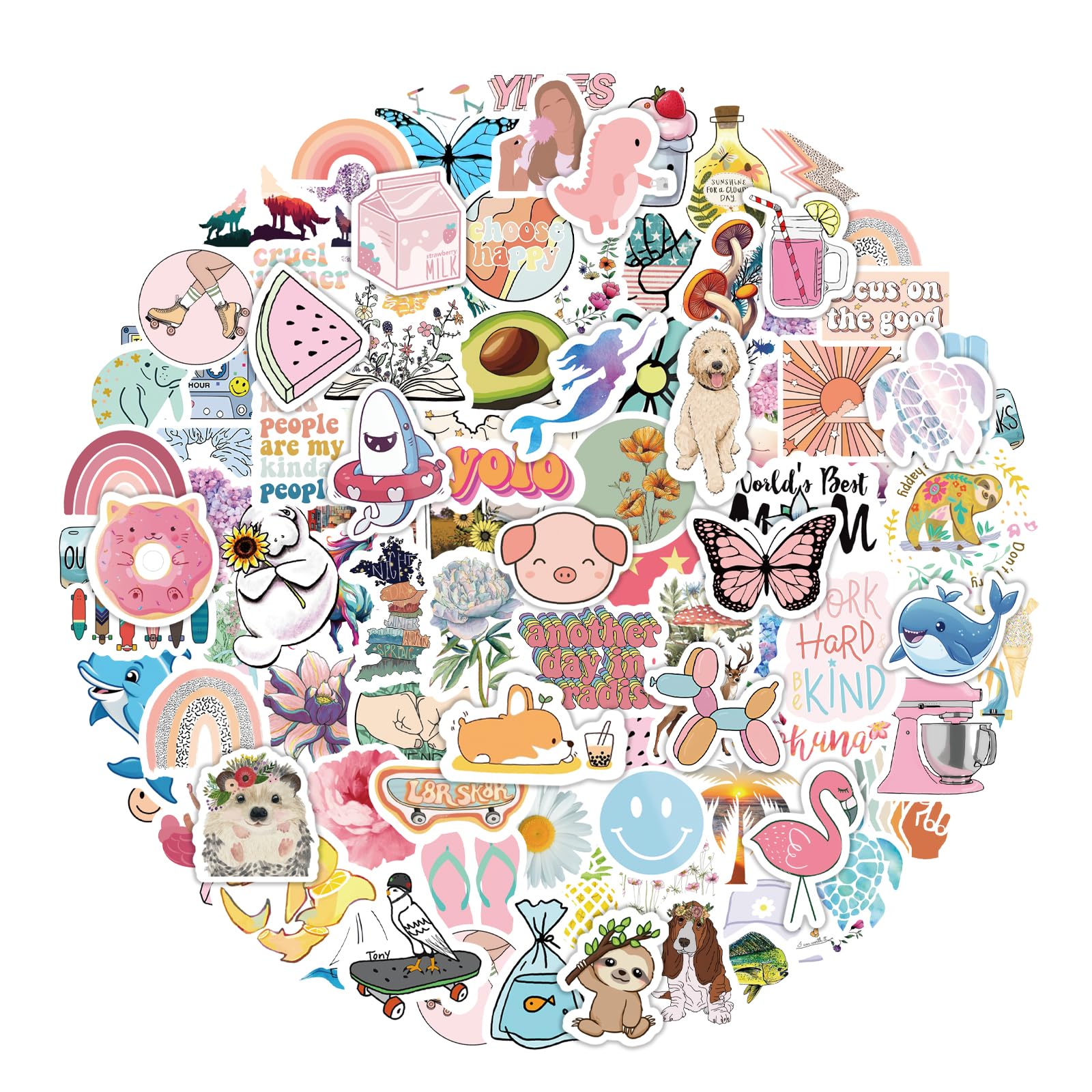 Photo 1 of 200Pcs Water Bottle Stickers for Kids, Cute Stickers for Water Bottles, Vinyl Waterproof Aesthetic Laptop Sticker Pack Classroom Prizes Skateboard for Kids Teens Girls Students
