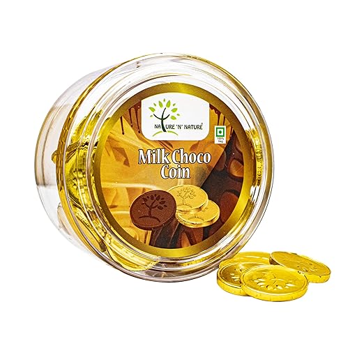 NATURE N NATURE Gold Coin Milk Chocolates, 135 GMS Round Gift Pack, 60pcs