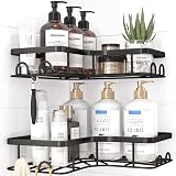 Kitsure Corner Shower Caddy 2 Pack Rustproof Organizer 20lb Adhesive Black