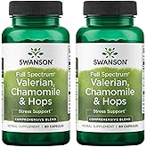 Swanson Valerian, Chamomile & Hops - Full Spectrum Herbal Supplement Promoting Relaxation & Comfort - Natural Formula Supporting Mind & Body Wellness - (60 Capsules) (2 Pack)