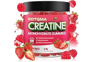 KDTQMA Creatine Monohydrate Gummies for Men & Women 120 CT - 5600mg of Creatine Monohydrate per Serving, Chewable Creatine Monohydrate for Muscle Support & Energy Boost, Sugar Free, Vegan (Strawberry Flavor)