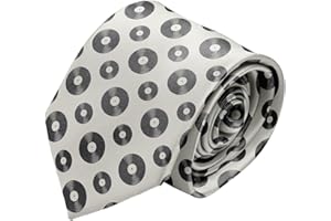 sanacci Novelty Necktie for Men (Vinyl Records Music Pattern) Fun Conversational Silky Tie, Neck Tie for Party, Events, Uniqu