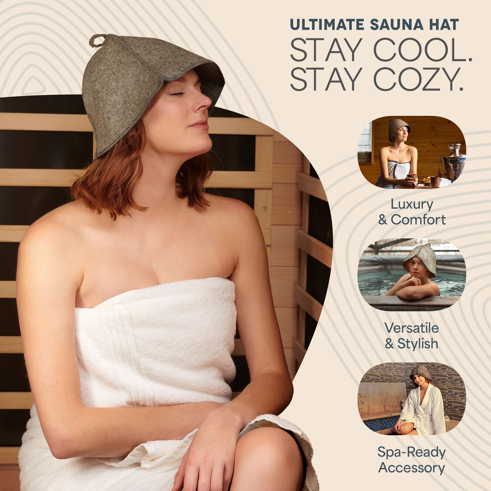 LifePro Wool Sauna Hat - Traditional Russian Banya Hat for Men and Women, Indoor and Infrared Sauna Accessories, Protects from Overheating & Hair Damage, Felt Wool Cap