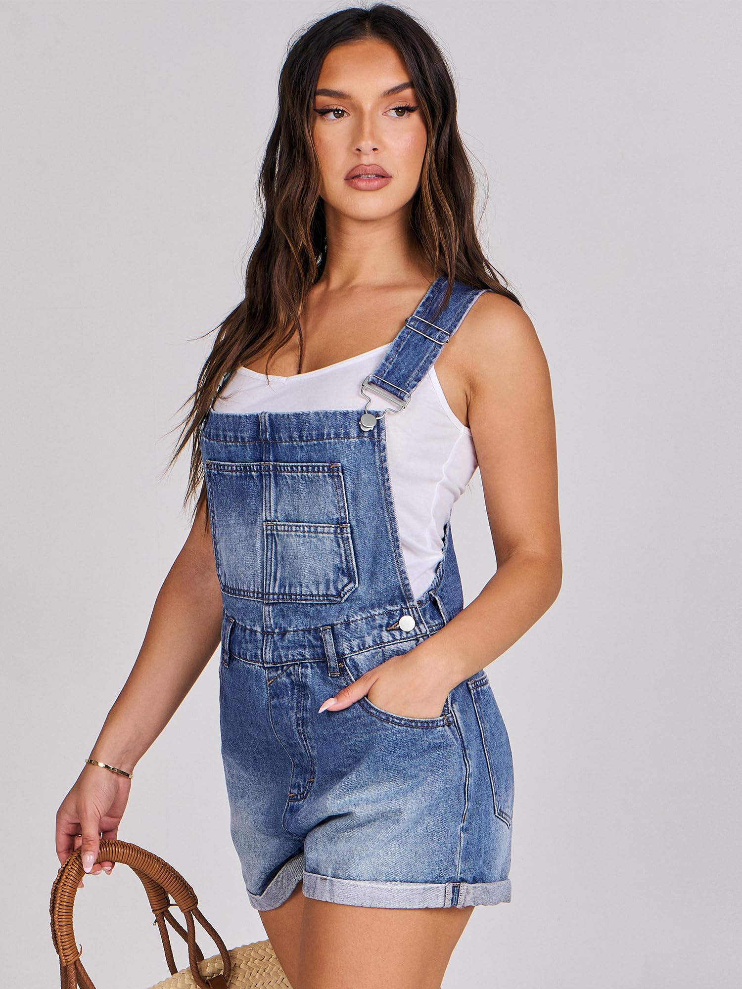 ANRABESS Overalls for Women Denim Shorts Overalls 2025 Summer Casual Loose Fit Adjustable Rompers Jean jumpsuit Bib Shortalls
