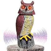 Solar Owl Guard with Motion Detector, Flashing Eyes, Spinning Head, Realistic Hooting and Silent Mode, Garden Owl, Outdoor Statue, Decoration for Home, Garden, Patio and Fence