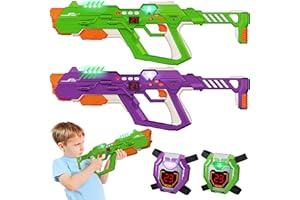 Kusntin Laser Tag Guns Set of 2 & Vests, 2 Player Digital LED Display, Infrared Multi-Function Toy Gun, Arcade Gifts for Kids & Adults, Indoor & Outdoor Play Toy for Boys Girls for 8-12+ Years Old