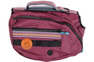 WILDERDOG Widlerdog Dog Backpack with Built in Harness and Back-Mounted D-Ring Leash Attachment, Handle, Two Saddlebags with 4 Total Pockets, Built in Poop Bag Dispenser (Huckleberry, Medium)